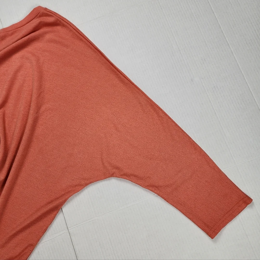 Zanzea Collection Coral Orange Tunic Top 3/4 Sleeve Hi Low Hem Size XXXXL - Picture 10 of 15